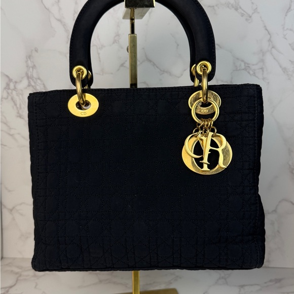 Dior Handbags - Dior Black Quilted Satchel with Gold Accents
